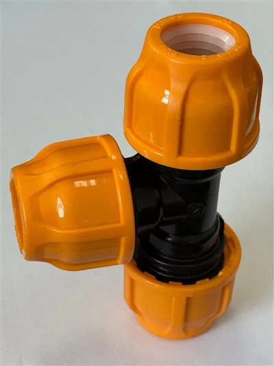 PE Píobán Mear-Ceangail Feistiú Tee|Brúigh-Fit, Tool-Saor in aisce, 20mm, PN16